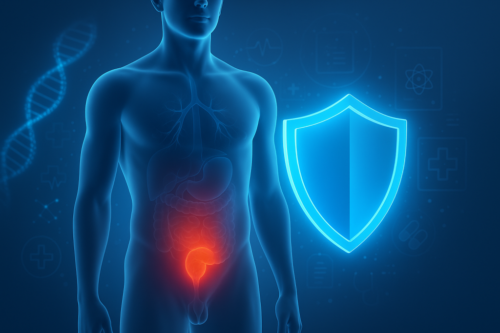 Medical illustration of prostate cancer prevention and treatment